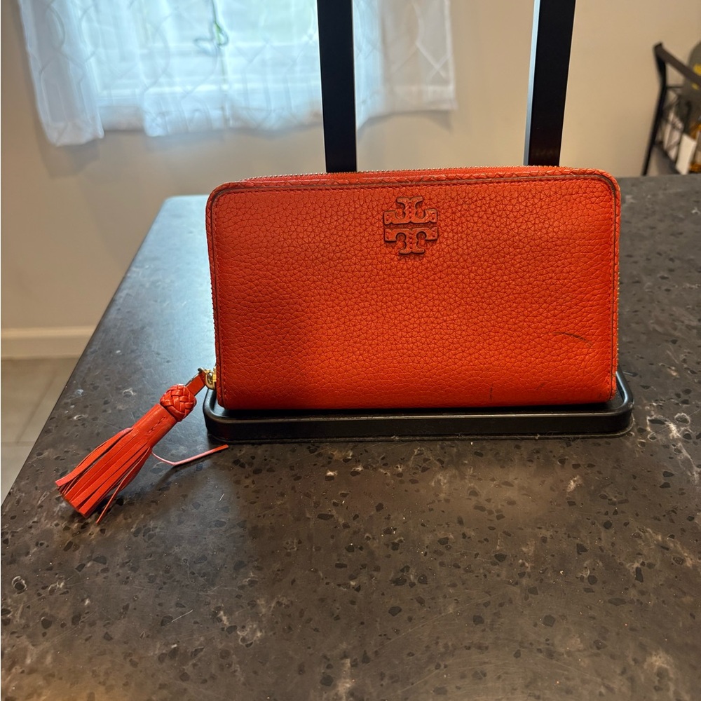 Tory Burch Vibrant Red Leather Wallet